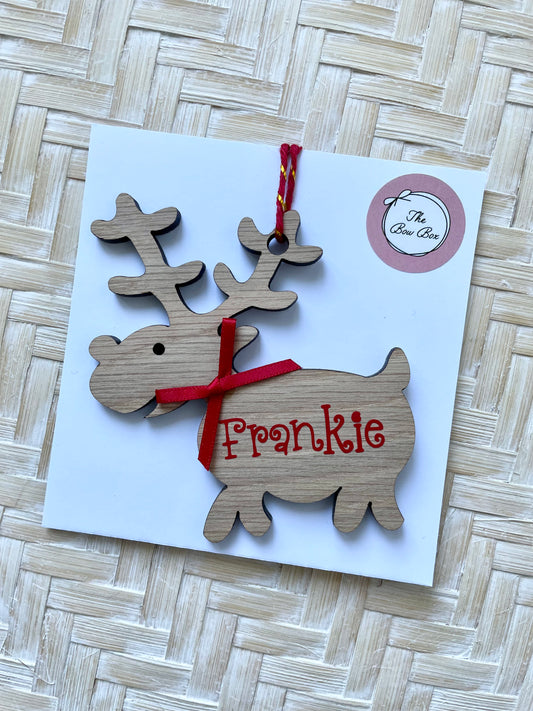 Personalised reindeer decoration