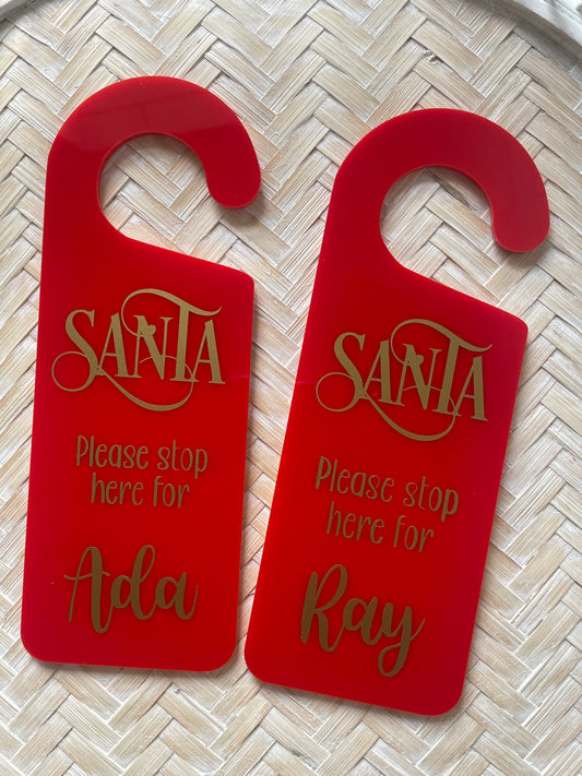 Santa please stop here personalised door hangers